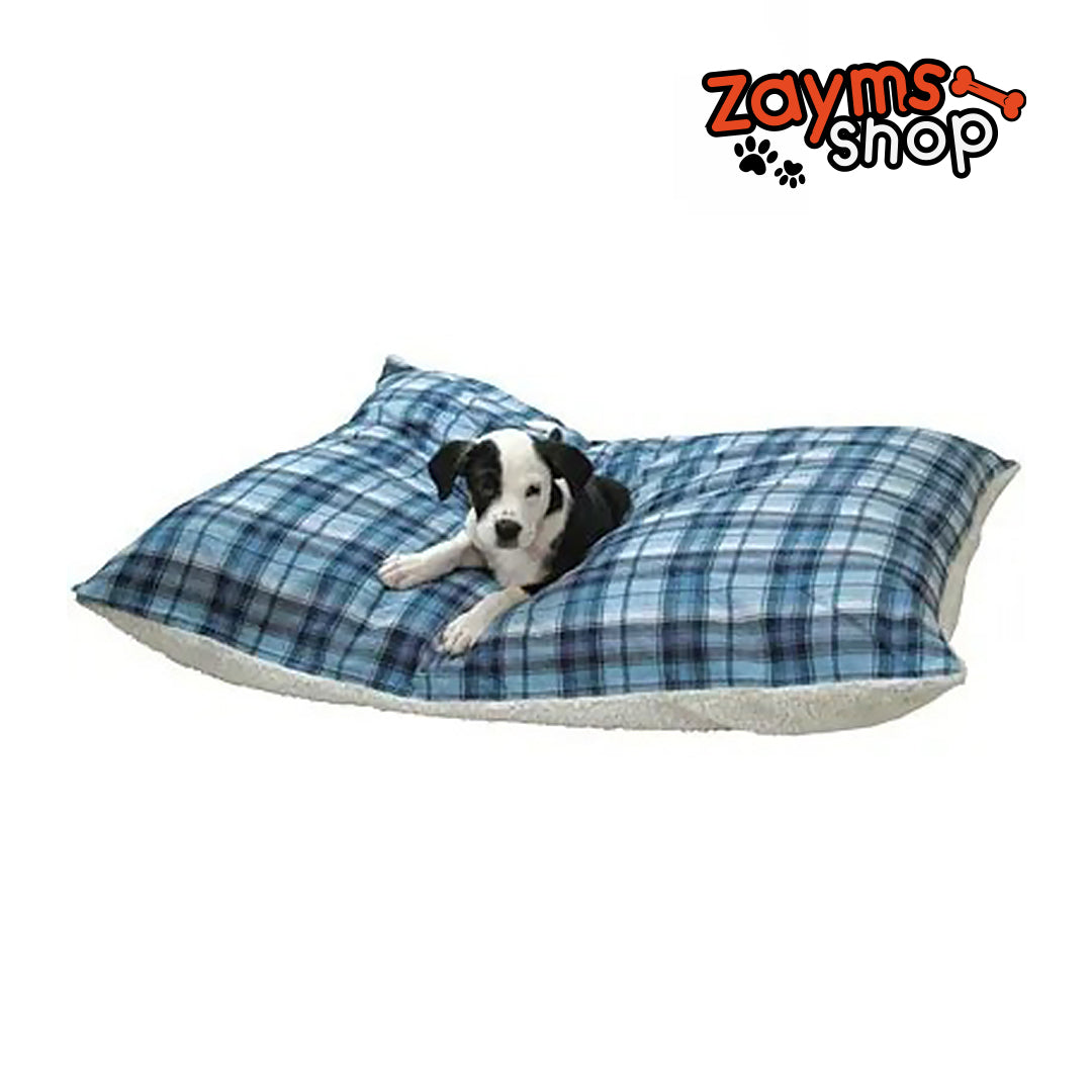 Zayms - Flannel Sherpa Pet Bed, Blue Plaid