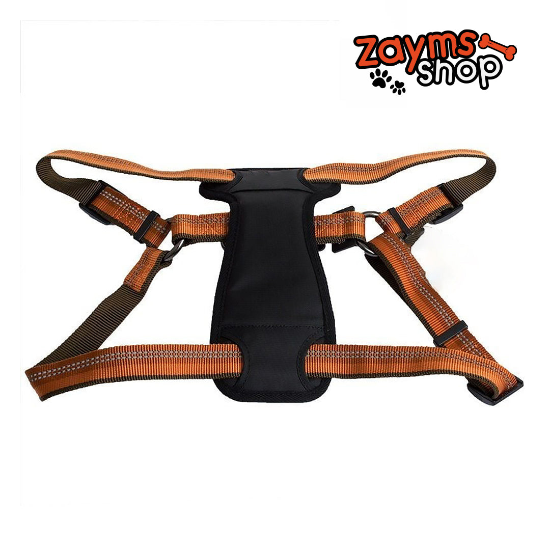 Zayms - Reflective Adjustable Padded Dog Harness - Campfire Orange - Fits 26"-38"